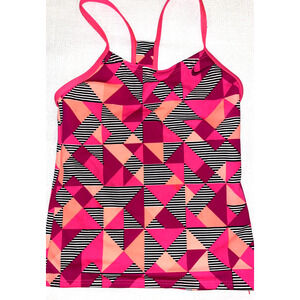 Girls Nike Dri-Fit Racerback Running Tank Spaghetti Straps Geometric Pink 8